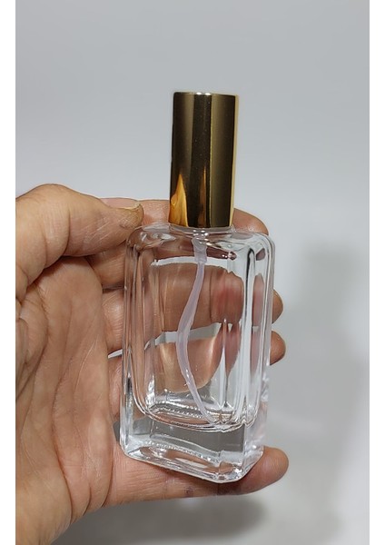 Cam Yeniden Doldurulabilir Sprey Kolonya Parfüm Şişesi 50 Ml - Boş Şişe 50 Adet Gold Renk Kapaklı