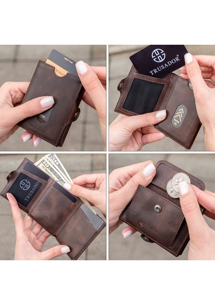 Valencia Kahverengi Bozuk Paralık Cepli Unisex Hakiki Deri Rfid Korumalı Erkek Kadın Mini Cüzdan Hediye