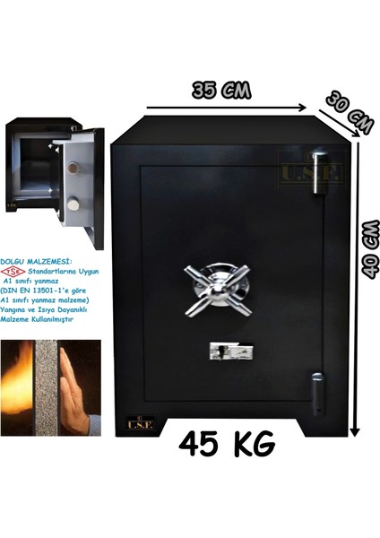 Ev ve Ofis Tipi Çelik Para Kasası Güvenli Para Kasası-40cm-45kg