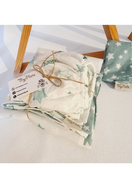 Yumuşak ve konforlu bebek nevresim takımı, 60x120 cm, beyaz- mint renkli fırsatları