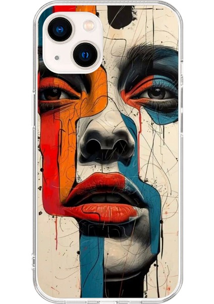Apple iPhone 14 Plus Uyumlu Şeffaf Kılıf Tablo Tasarımlı