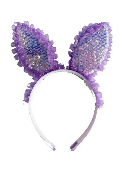 Mor Dantelli Pullu Işıklı Tavşan Kulak Taç modelleri