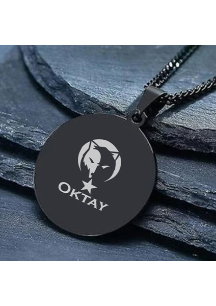 Kişiye Özel Isimli Paslanmaz Çelik Kolye Yuvarlak Kolye Bozkurt Türk Baskılı