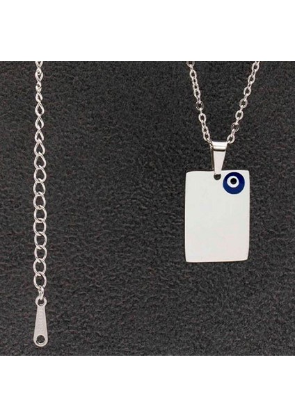 Kişiye Özel Isimli Dikdörtgen Paslanmaz Çelik Kolye Dikdörtgen Kolye Nazar Boncuklu fiyatları