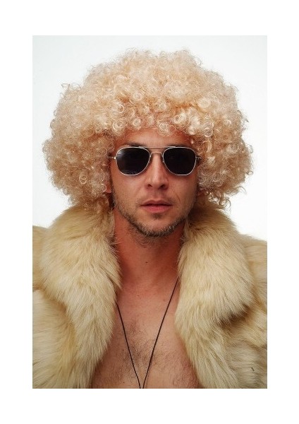 Altın Renk Kıvırcık Afro Parti Peruğu modelleri