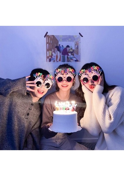 Happy Birthday Yazılı Pembe Fuşya Parti Gözlüğü modelleri