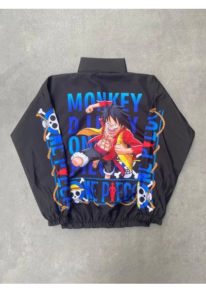 Unisex Fermuarlı Dijital Baskılı Rüzgarlik - Siyah indirimleri