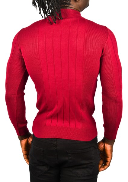 Yarım Balıkçı Yaka Çizgili Tüylenmeyen Slim Fit Triko Kazak 2505491 indirimleri