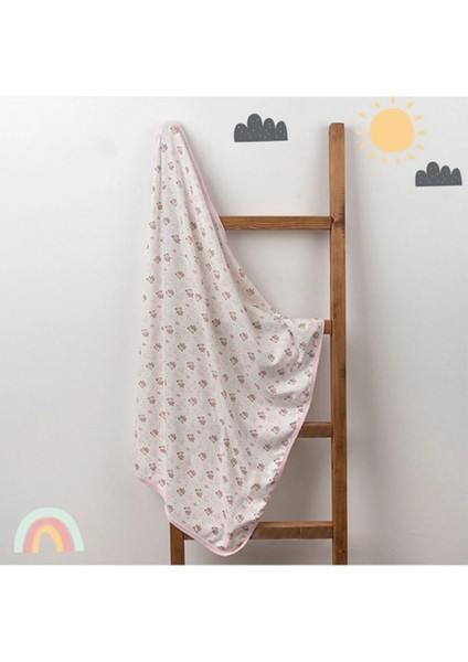 Yumuşak pamuklu bebek ve çocuk kundak battaniyesi 80x90, antibakteriyel, pembe renk