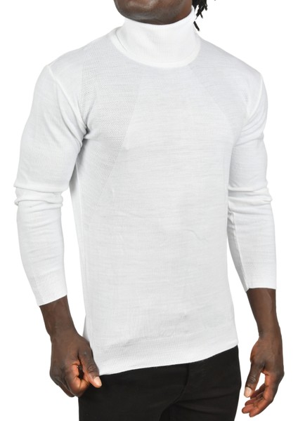 Tam Balıkçı Yaka Yanları Desenli Slim Fit Boğazlı Triko Kazak 2505495 fiyatları