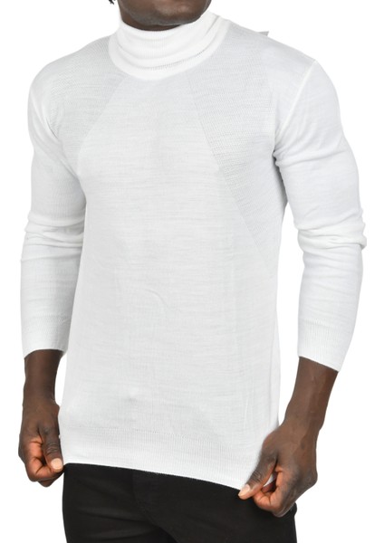 Tam Balıkçı Yaka Yanları Desenli Slim Fit Boğazlı Triko Kazak 2505495 indirimleri