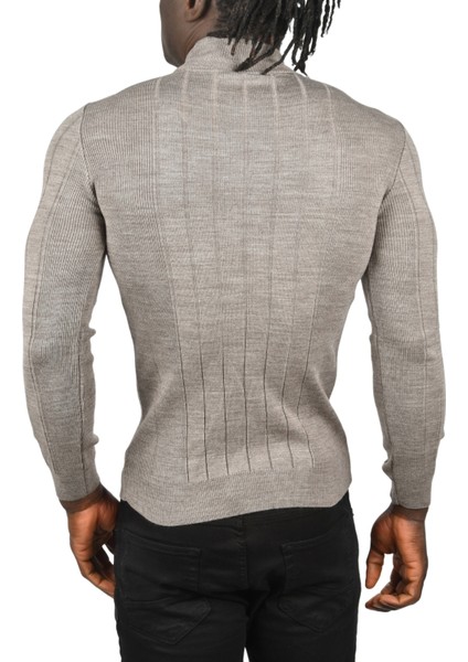 Yarım Balıkçı Yaka Çizgili Tüylenmeyen Slim Fit Triko Kazak 2505491 indirimleri