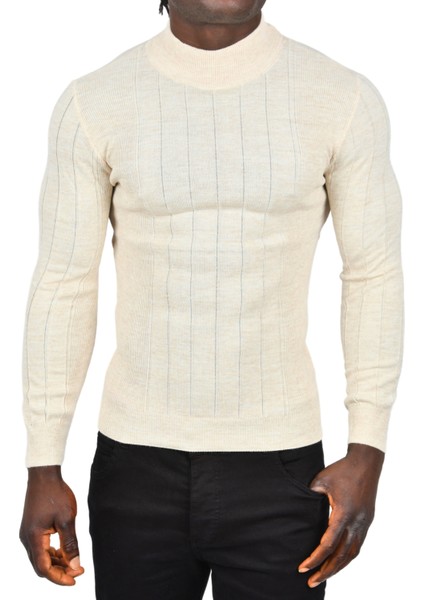 Yarım Balıkçı Yaka Çizgili Tüylenmeyen Slim Fit Triko Kazak 2505491 fiyatları