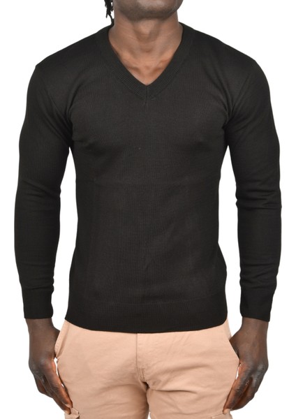 Slim Fit V Yaka Basic Triko Ince Kazak 2505494