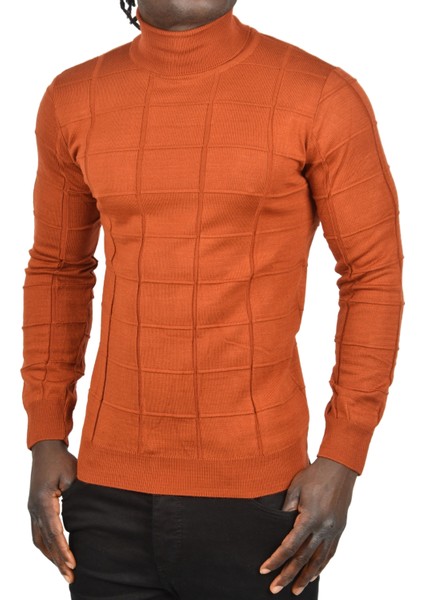 Kare Desenli Balıkçı Yaka Slim Fit Boğazlı Triko Kazak 2505493 fiyatları