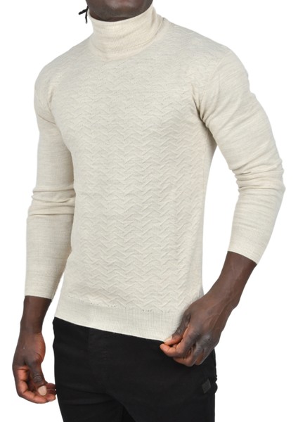 Zigzag Desenli Tam Balıkçı Yaka Dar Kesim Boğazlı Triko Kazak 2505497 indirimleri