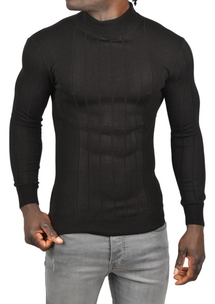 Yarım Balıkçı Yaka Çizgili Tüylenmeyen Slim Fit Triko Kazak 2505491 fırsatları