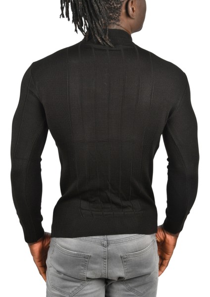 Yarım Balıkçı Yaka Çizgili Tüylenmeyen Slim Fit Triko Kazak 2505491 indirimleri