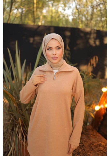 Fermuar Yaka Sade Sweat Ikili Takım - 71221.026 - Bej