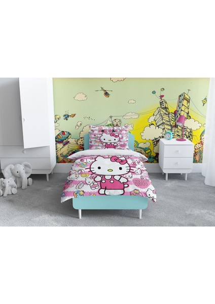Renkli ve neşeli çocuk nevresim takımı, yumuşak saten, rahat uyku konforu 160x220