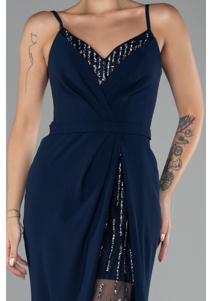 Taşlı Bacak Dekolteli Uzun Abiye Elbise ABU4299 modelleri