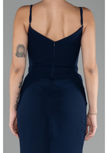 Taşlı Bacak Dekolteli Uzun Abiye Elbise ABU4299 fırsatları