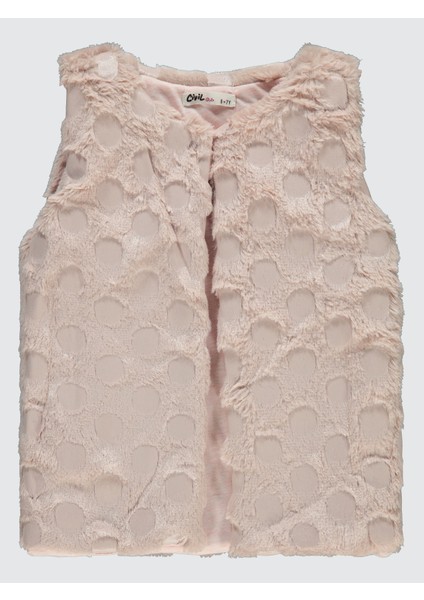 Kız Çocuk Pelüş Yelek 6-9 Yaş Koyu Pudra