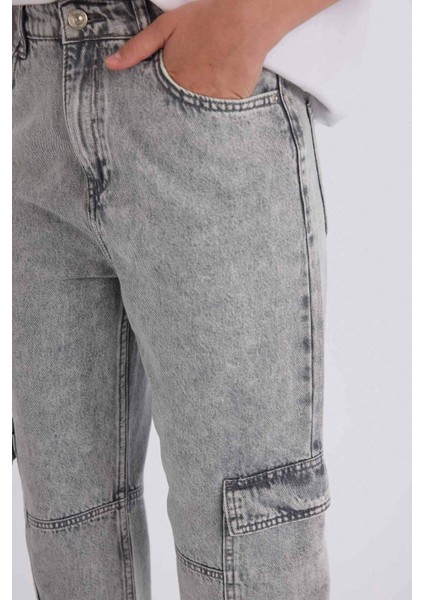90's Wide Leg Yüksek Bel Düz Paça Uzun Jean Yıkamalı Pantolon C7324AX24WN