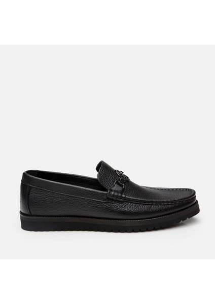 02AYH299400A100 HAKIKI Deri Siyah Erkek Loafer