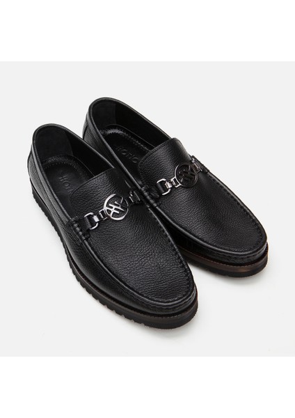 02AYH299400A100 HAKIKI Deri Siyah Erkek Loafer