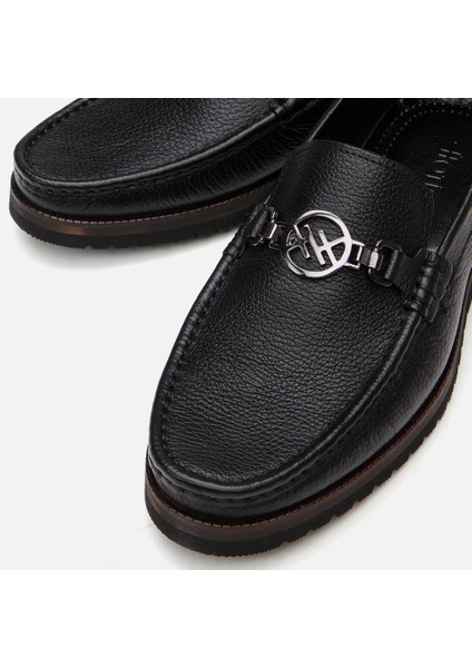 02AYH299400A100 HAKIKI Deri Siyah Erkek Loafer