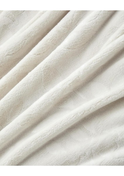 Yumuşak Jakarlı Krem Battaniye 120x160 cm, Polyester, Ekru Renk, Tek Ebat modelleri