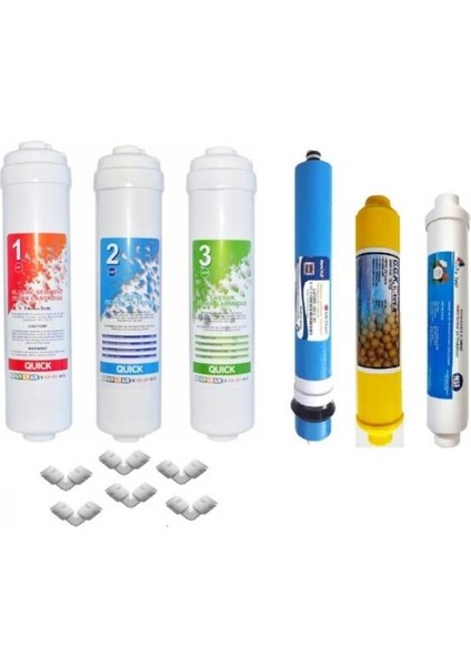 Kapalı Kasa Su Arıtma Cihazı İçin 80 Gpd Membranfiltre 6 Aşama Quick Filtre Seti