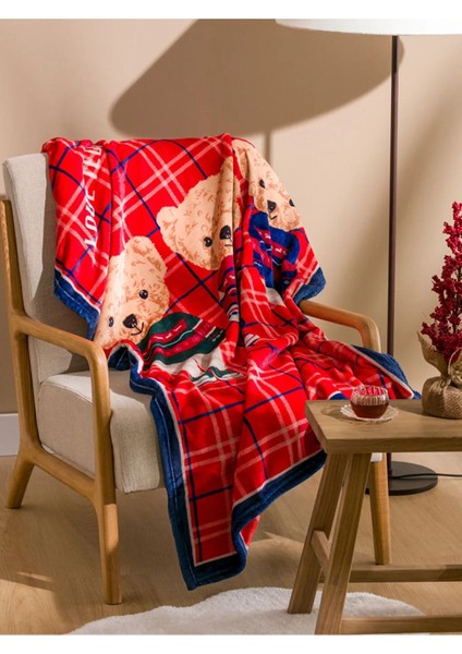 Kırmızı Teddy TV Battaniyesi 100x150 cm, yumuşak ve şık ev dekoru