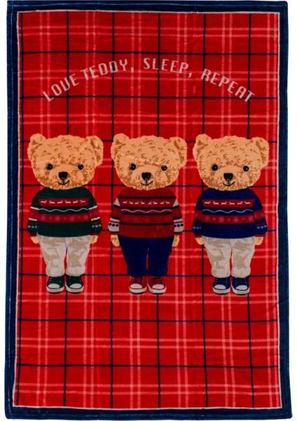 Kırmızı Teddy TV Battaniyesi 100x150 cm, yumuşak ve şık ev dekoru indirimleri