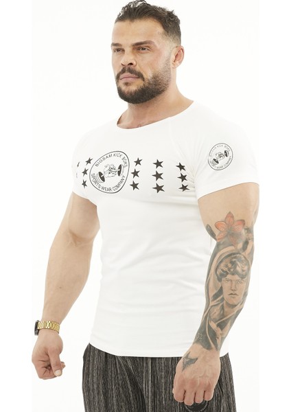 Beyaz Slim Fit Yıldızlı Body Tişört Big Sam 2796 fırsatları