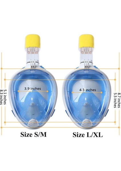 Full Face Şnorkel Dalış Maske Tam Yüz Anti-Sis ve Sızıntı S/m