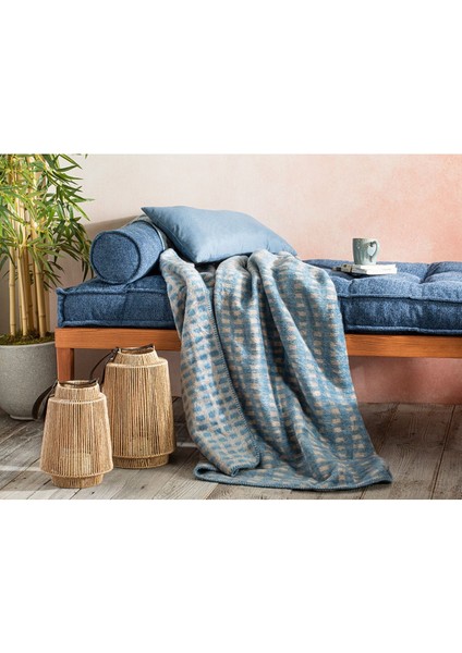 Yumuşak mavi akrelik TV battaniyesi 130x170 cm, şık ve rahat dokunuş fiyatları