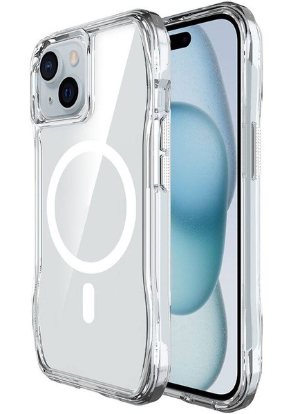 Apple iPhone 15 - Kılıf Kapak Magsafe Şarj Özellikli Airbagli Şeffaf Incek Kapak