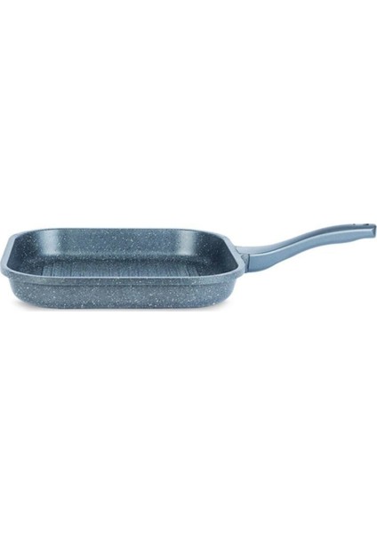 Alüminyum Döküm Granit Grill 28 x 28 cm Kare Izgara Tava / Gri
