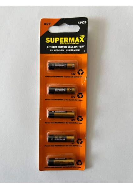 A27 Süpermax 27A 12V Pil 5'li Paket