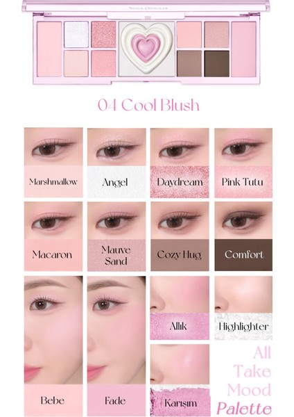 Çok Fonksiyonlu Makyaj Paleti PERIPERA All Take Mood Like Palette (#04 Cool Blush) (Night Peri)