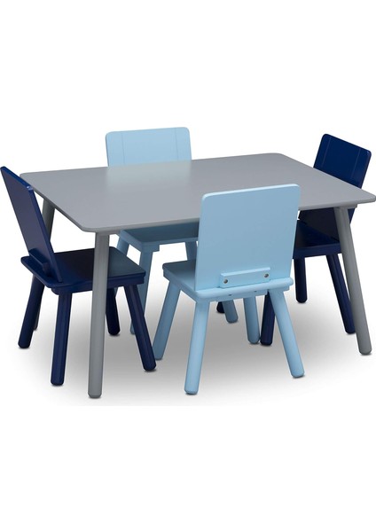 Children Çocuk Masa ve Sandalye Takımı (4 Sandalye Dahil) - Sanat ve El Sanatları, Atıştırmalık Zamanı, Evde Eğitim, Ev Ödevi ve Daha Fazlası Için Ideal - Greenguard Gold Sertifikalı, Gri/mavi