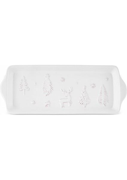 New Year Yılbaşı Snowy Kayık Tabak 30 cm Beyaz fiyatları
