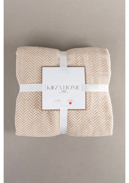 Yumuşak Pamuklu Tek Kişilik Battaniye, Kahve Krem, 150x200 cm