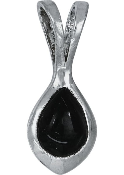 Modern Tarz Damla Tasarım Oltu Taşı Gümüş Kolye