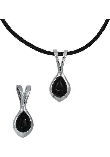 Modern Tarz Damla Tasarım Oltu Taşı Gümüş Kolye fırsatları