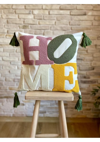Punch Işlemeli Tekli Dekoratif Özel Tasarım Kırlent Kılıfı (Panç) Home2 43 x 43 SWITANM23