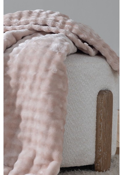 Yumuşak ve rahat 140x190 cm pudra renkli battaniye, wellsoft malzeme, düz desen fiyatları