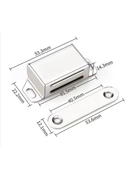 Mıknatıslı Metal Mobilya Kapak Kilidi 36X24X14MM - Krom